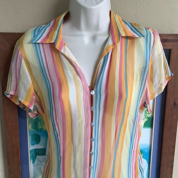 PIANO - Women's semi-transparent vintage blouse size small 100% silk. - Picture 5 of 8